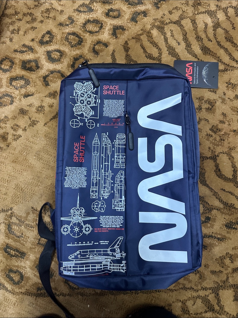 Navy Printed Space Shuttle Messenger Bag